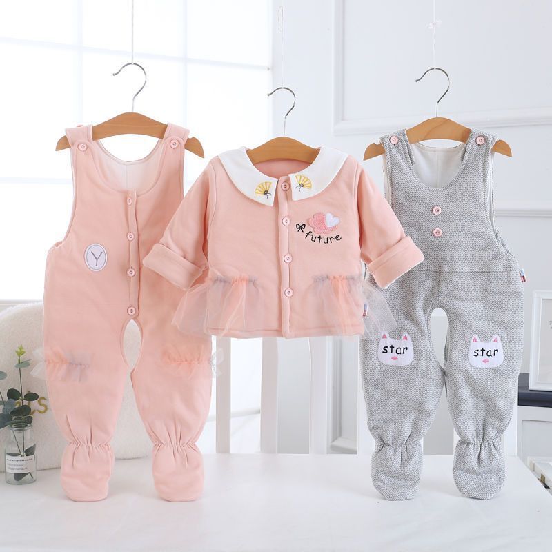 不定时更新【断码捡漏】婴儿薄棉三件套春秋背带裤套装婴儿棉衣