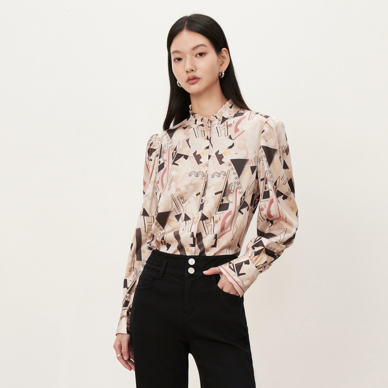 【商场同款】HPLY荷比俪3秋季新款印花团摩登衬衫HMD32630278