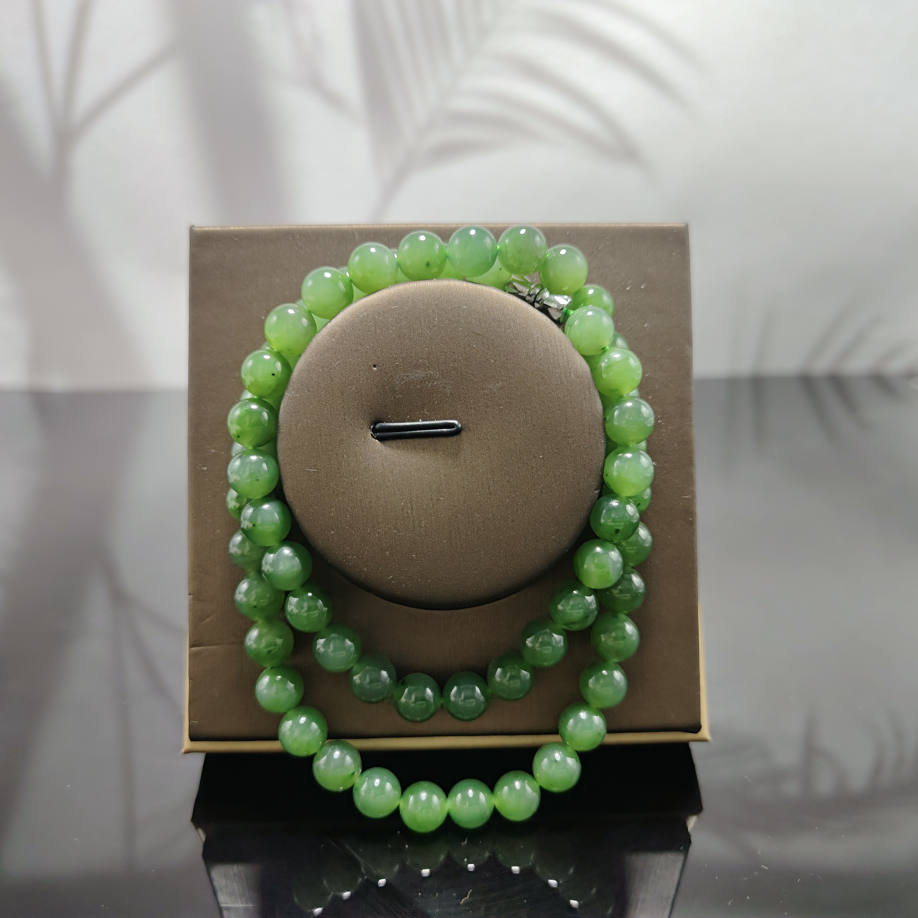 B和田玉碧玉圆珠项链2737