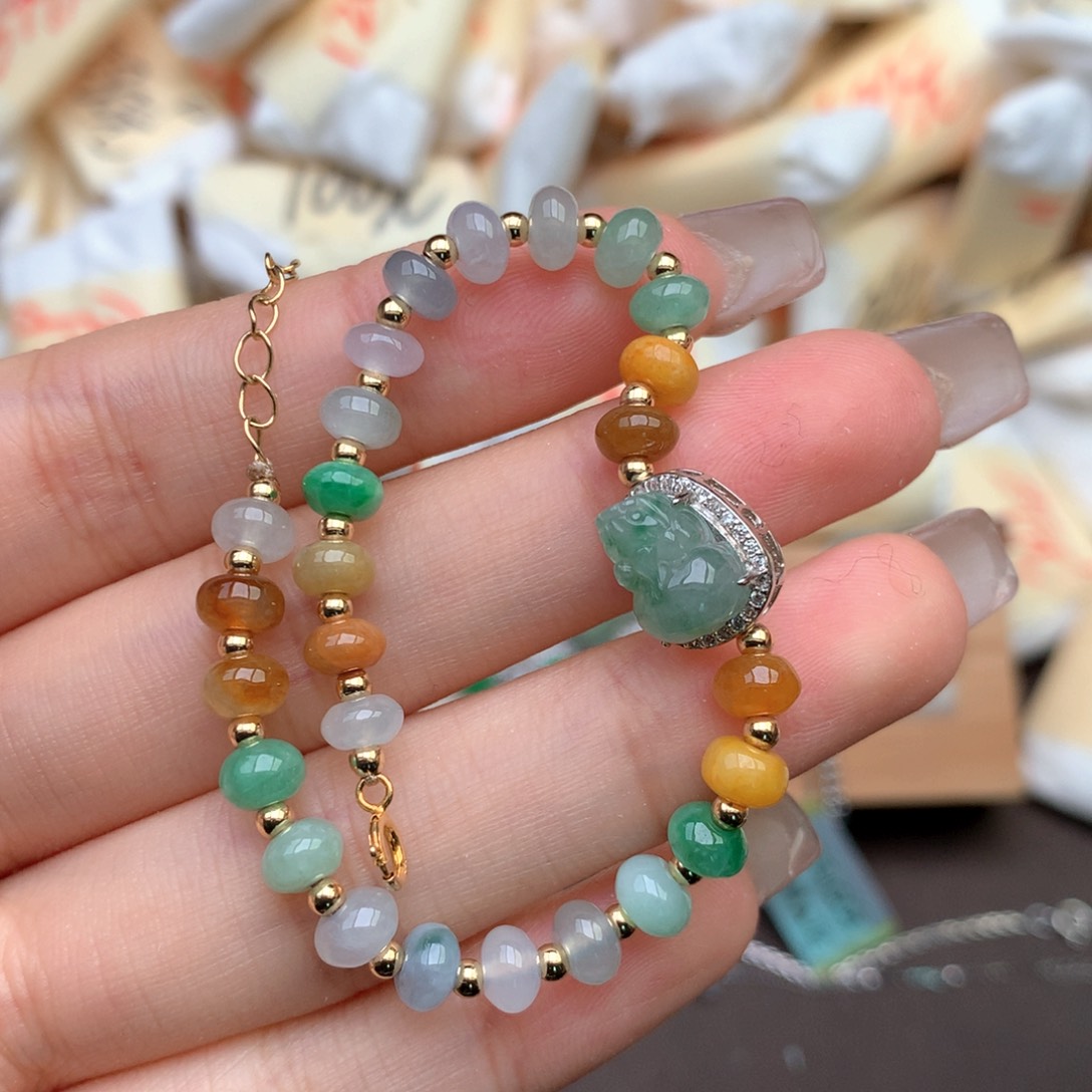 【闪购商品】银S925镶嵌翡翠手绳一