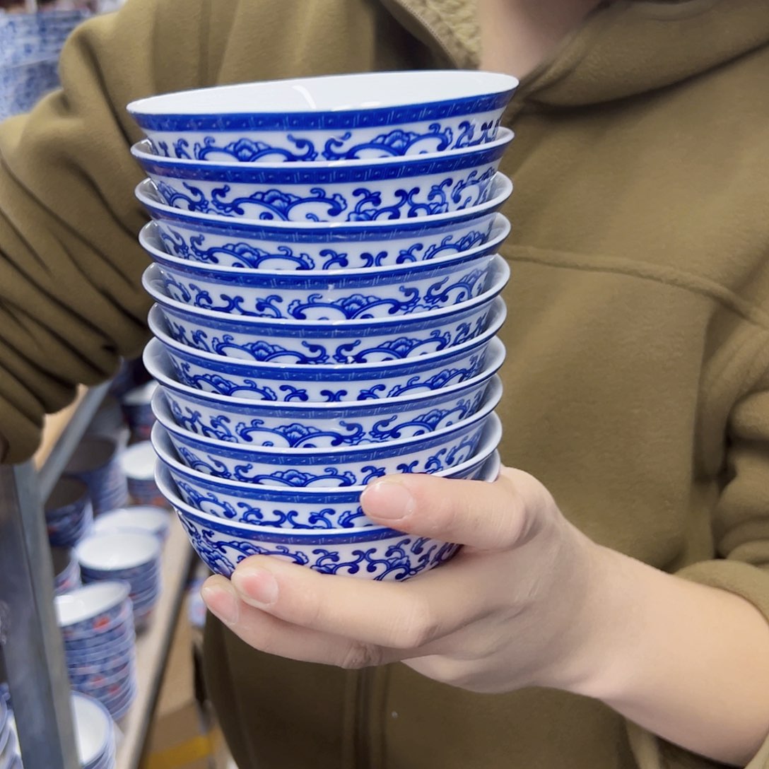 瓷片4.7英寸如意牡丹内白10个