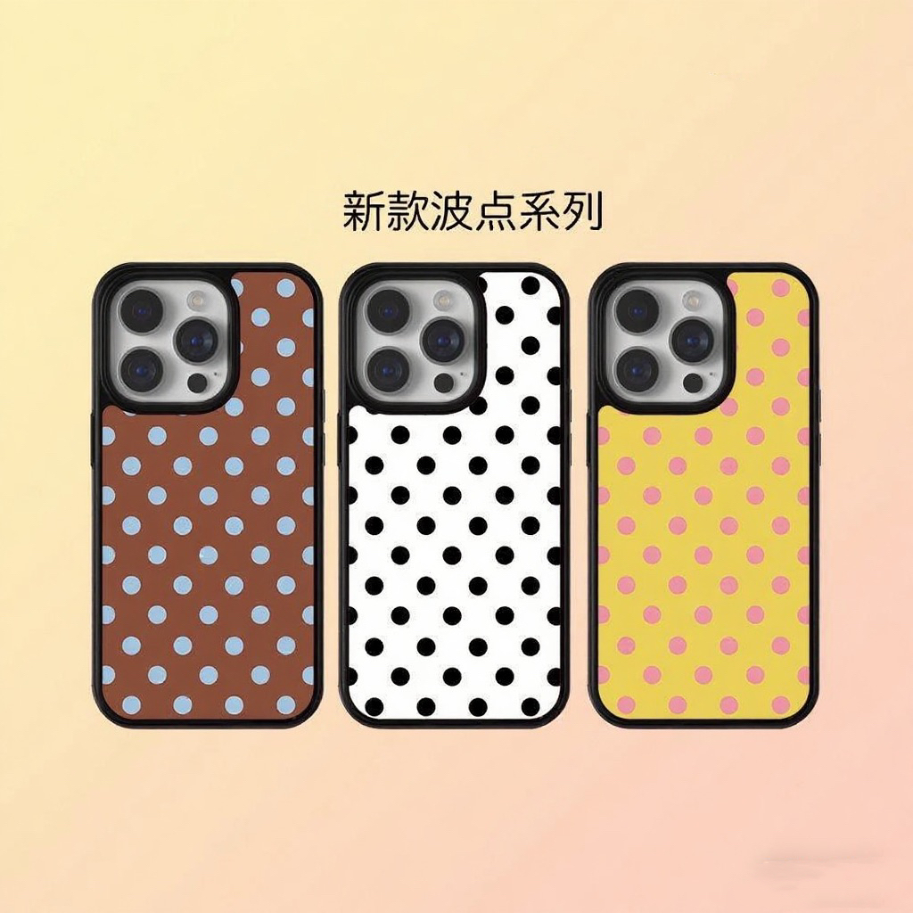ins小众波点适用苹果17promax手机壳iPhone15玻璃14/16全包13网红