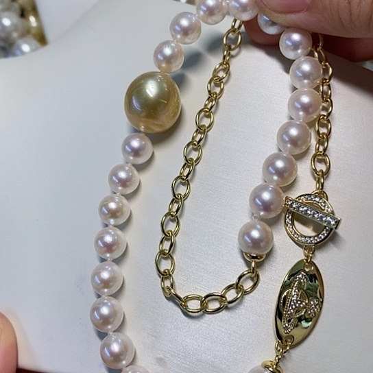 海水珍珠颈饰银S925镶嵌7.5-14