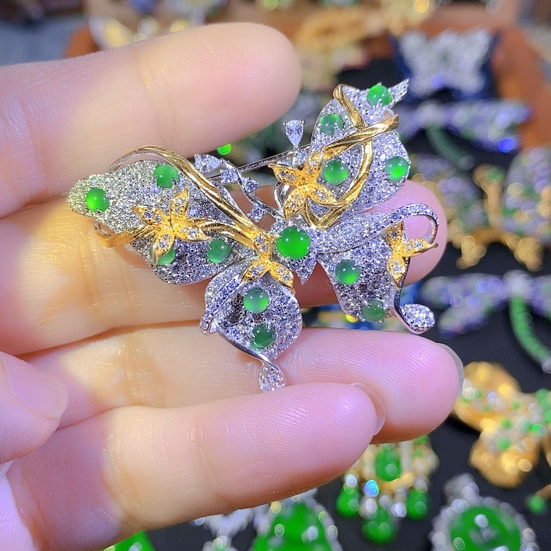 吊坠(不含链)银S925镶嵌翡翠