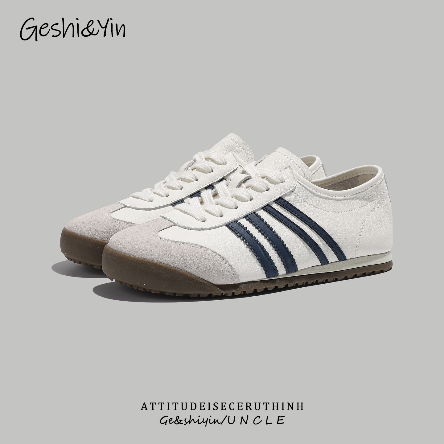 歌诗茵平底小白鞋女2025新款夏季透气小众板鞋百搭网红真皮德训鞋