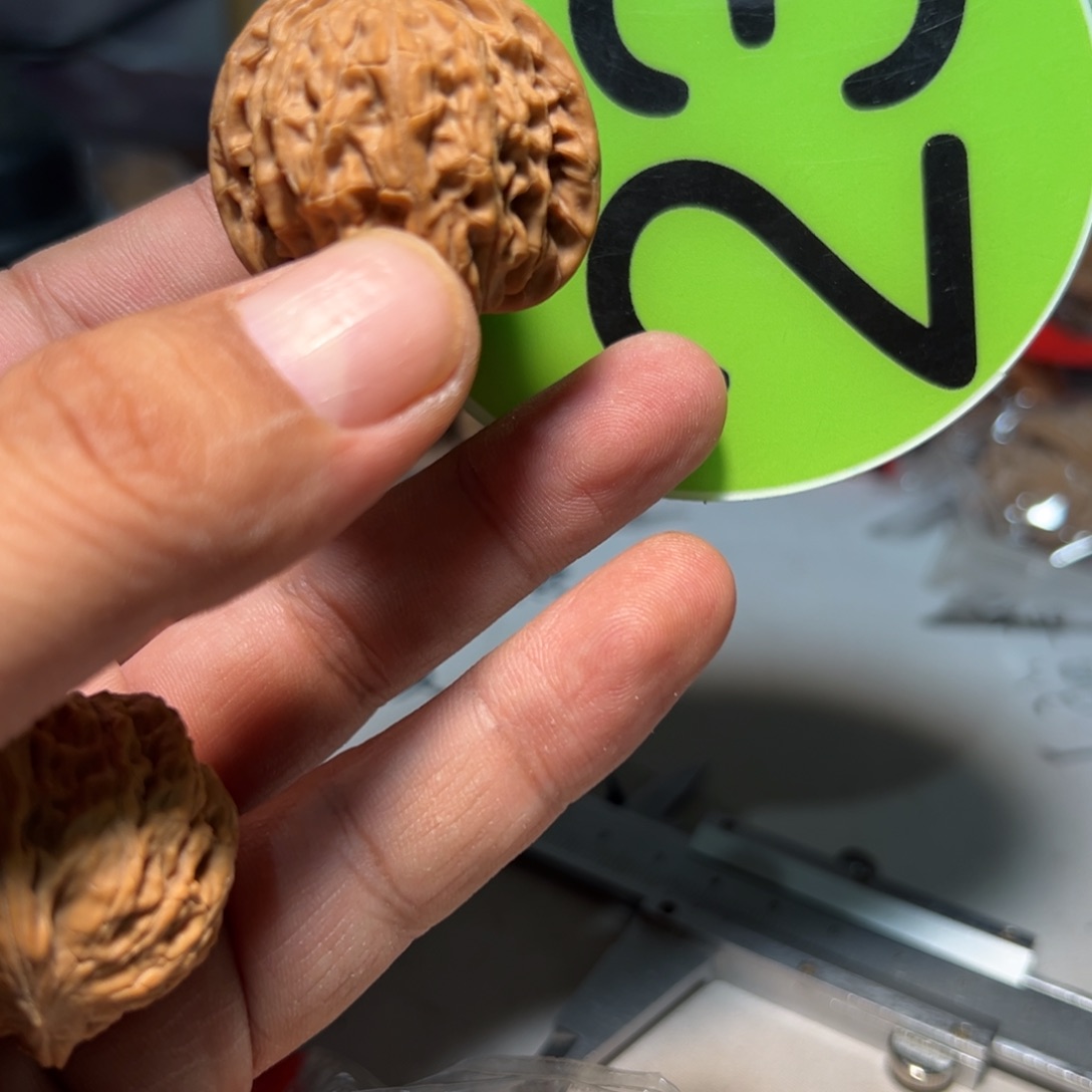 ****灰文玩核桃，绿色23号