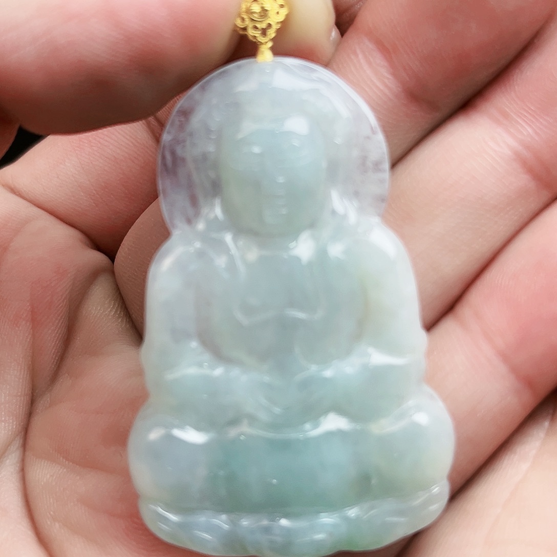 翡翠颈饰18K金镶嵌吊坠