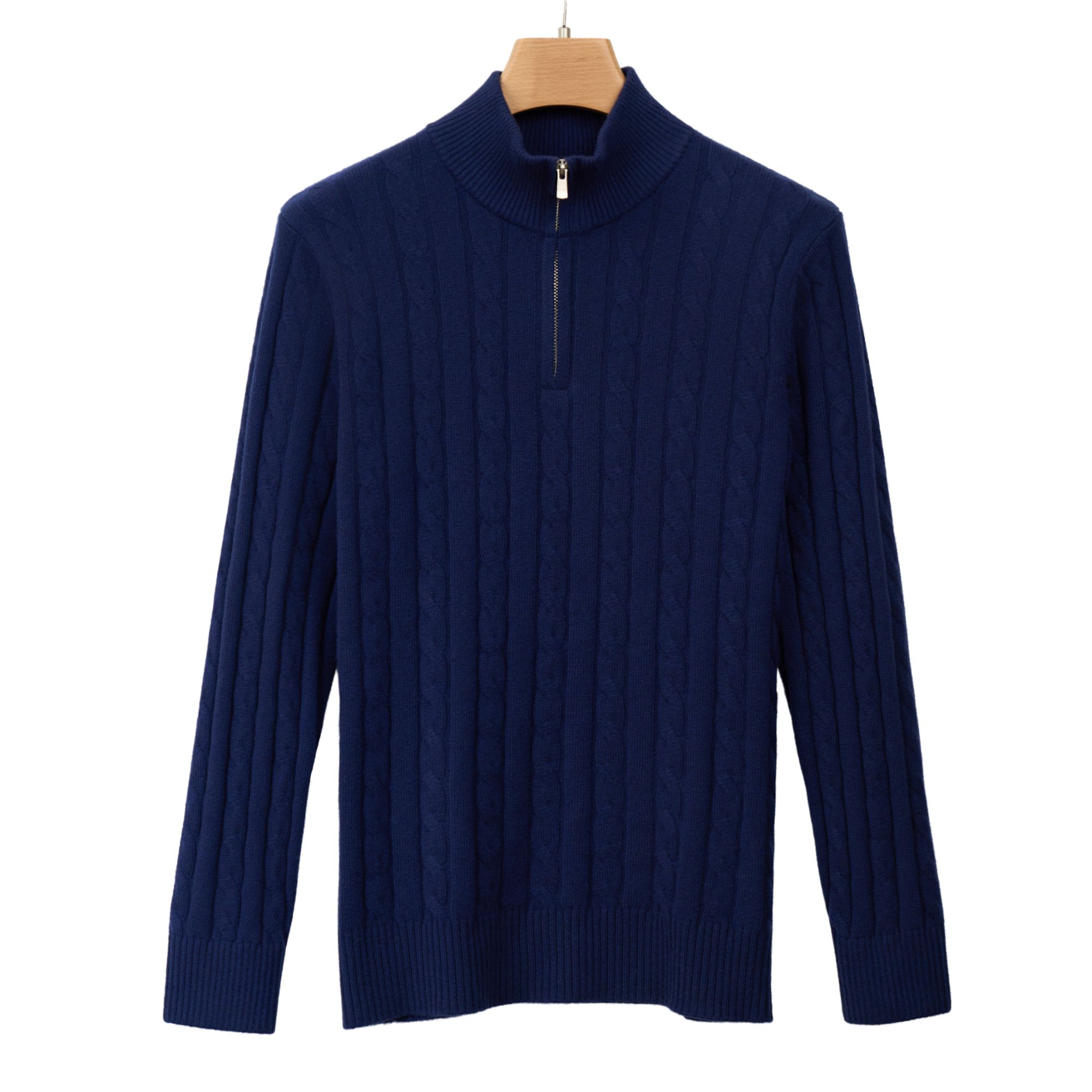 秋冬男士立领重磅厚款半拉康赛妮妞花双股加厚100%羊绒外套