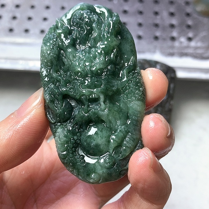 未镶嵌定制翡翠$*缅甸翡翠大绿龙牌