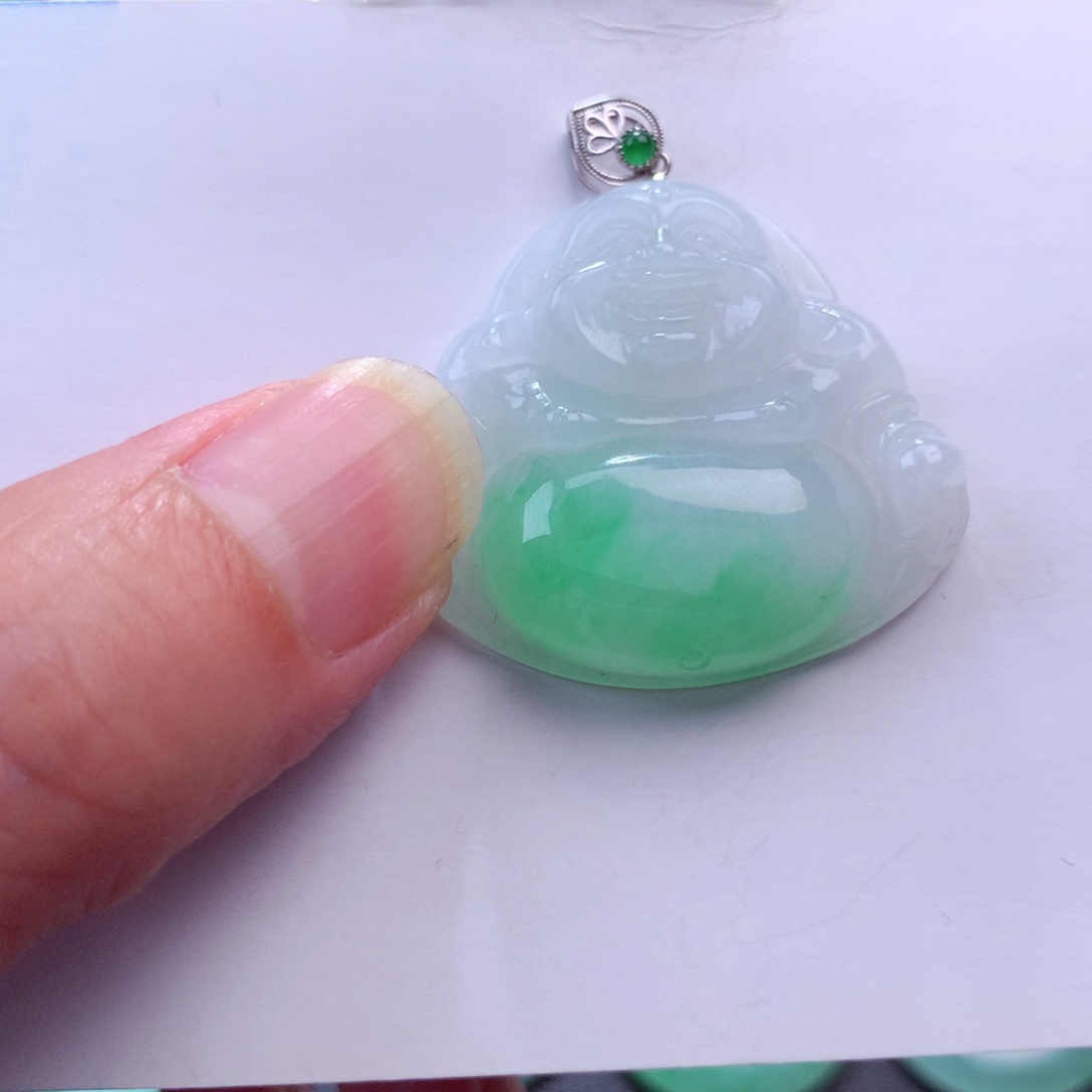 翡翠吊坠(不含链)18K金镶嵌