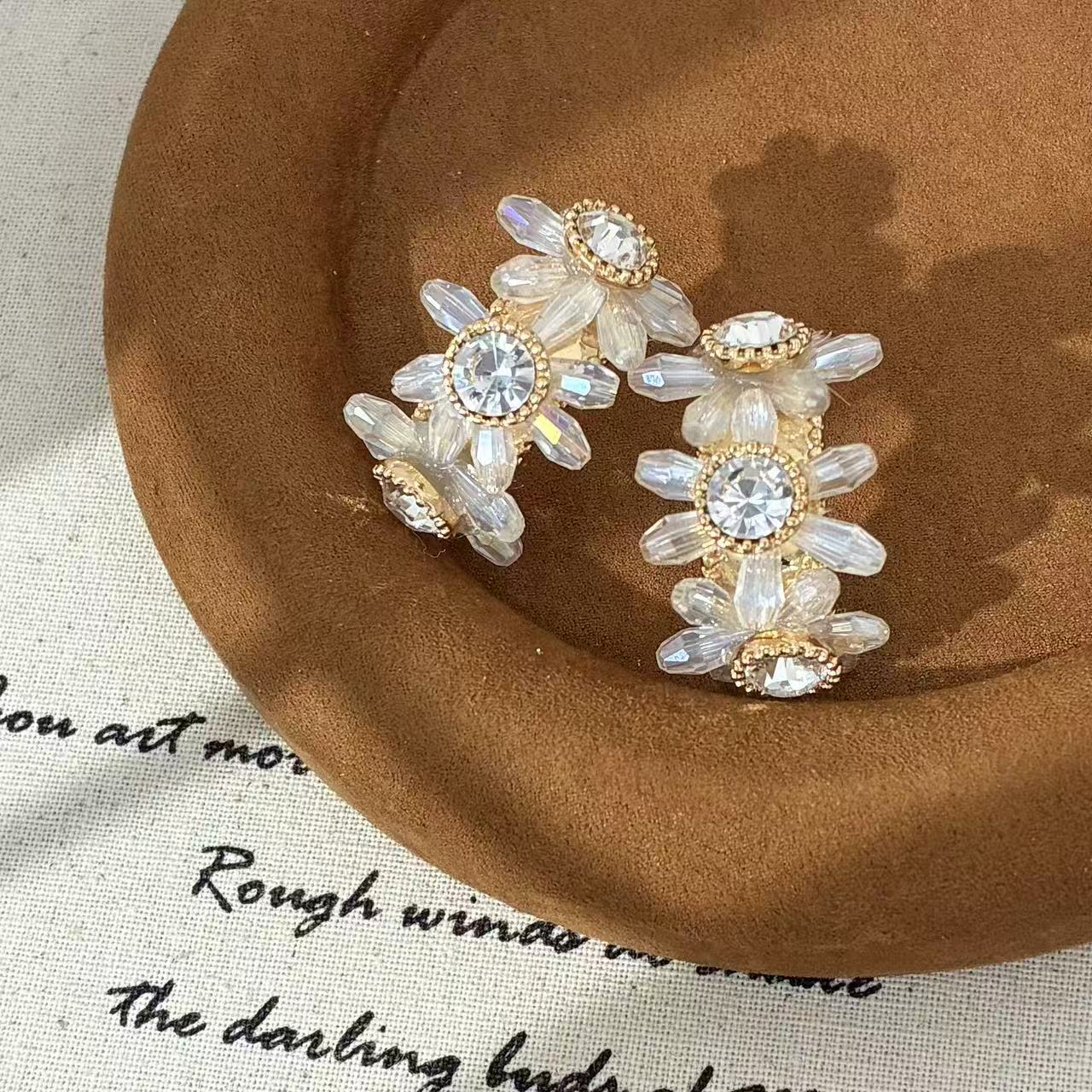 铜合金仿水晶耳饰 远远（YY052）温柔感小清新百搭