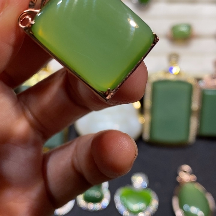 和田玉（碧玉）银S925镶嵌颈饰