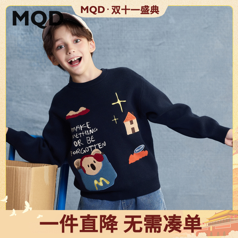 MQD儿童25秋新款卡通套头街潮学院长袖毛衣9653W0702