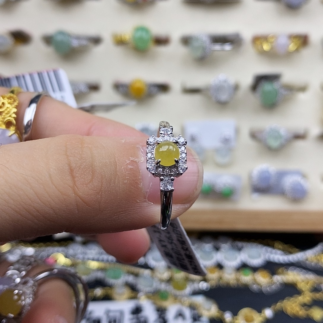 翡翠银S925镶嵌戒指