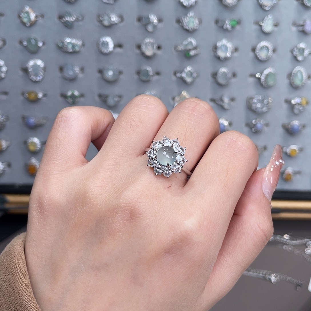 翡翠银S925镶嵌戒指