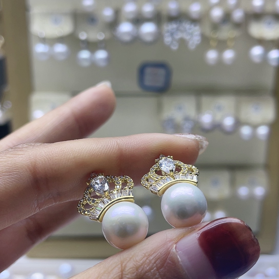 淡水珍珠耳饰银S925镶嵌