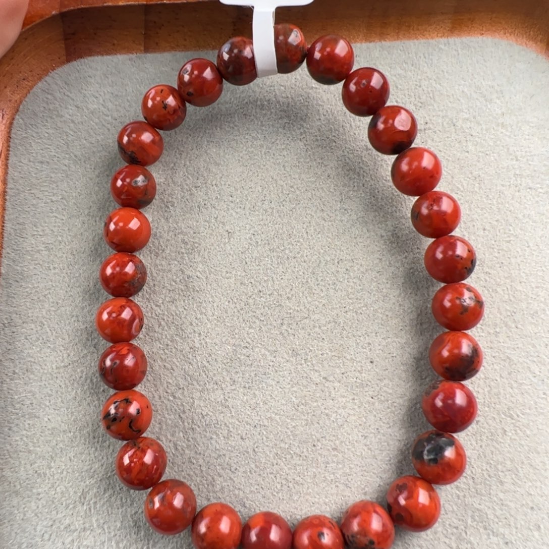 南红玛瑙未镶嵌（鸡血铁皮手串7mm