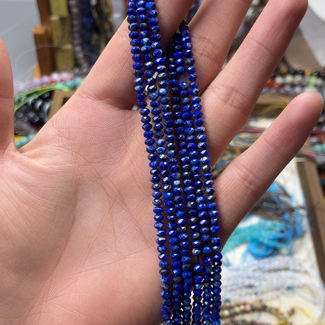 玛瑙/玉髓未镶嵌珠宝半成品卡4青金石切面车轮一条