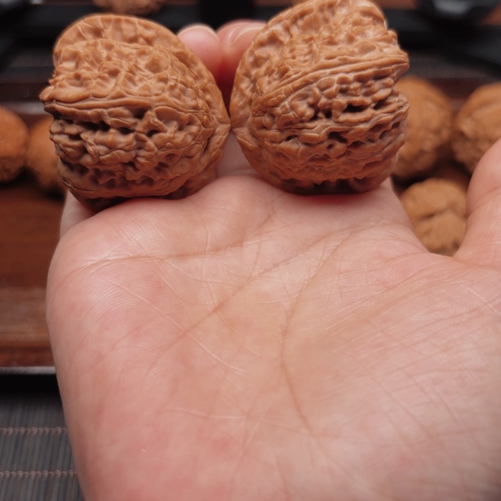 文玩核桃把件白狮子42全品高低脚