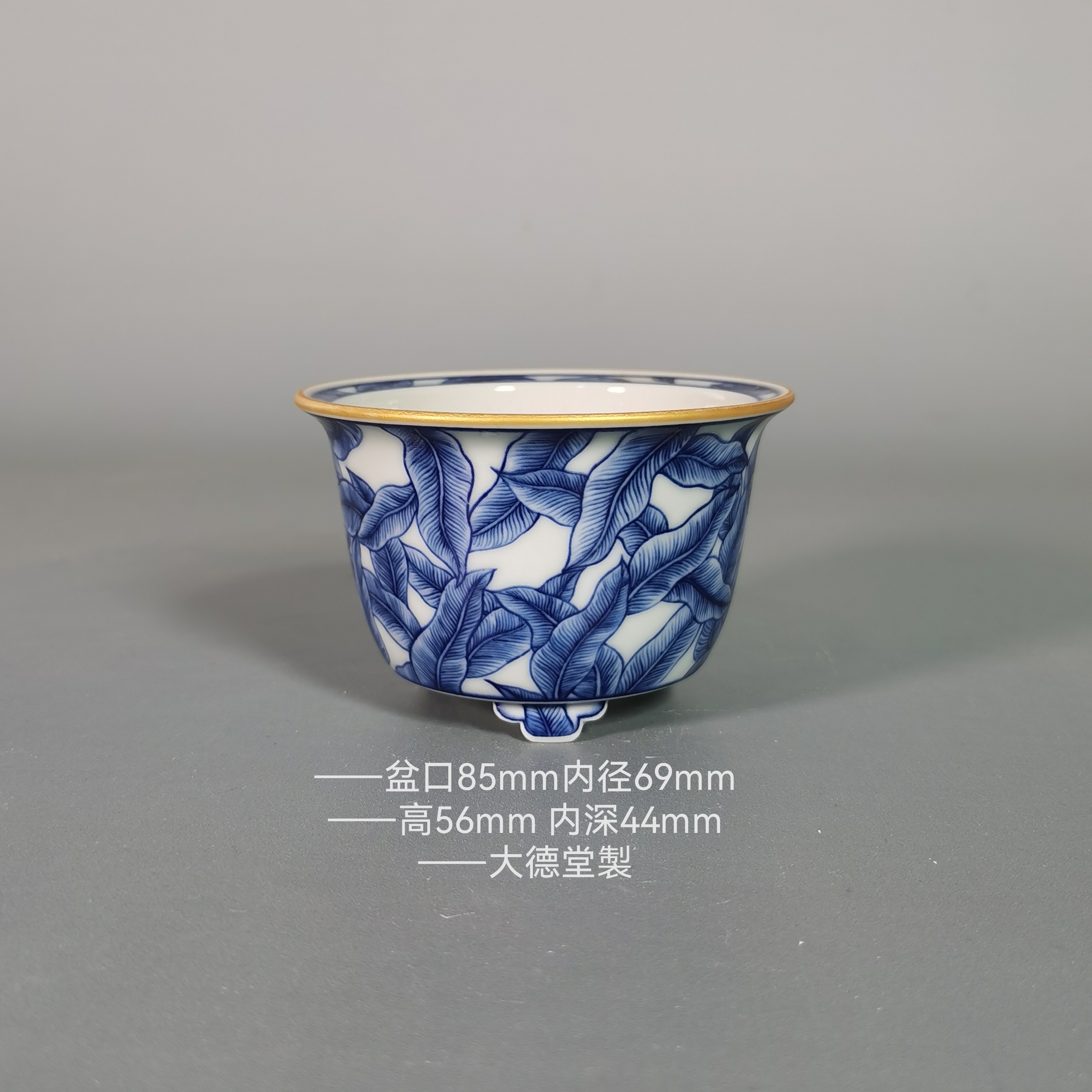 釉盆手工坯手绘青花缤纷纹盆 盆景 园艺 绿植 茶生活