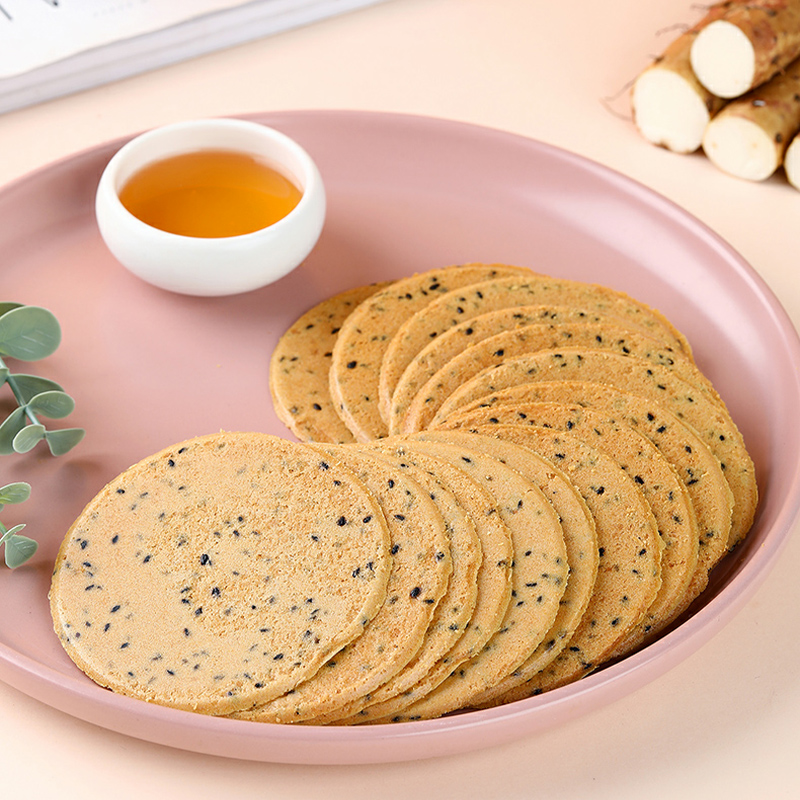 60%铁棍山药黑芝麻饼250g/盒 未加蔗糖 山药薄脆饼干 图片 3