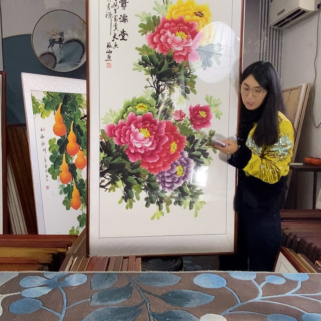 好***己国画82✖️162手写手绘带框包邮国画作品