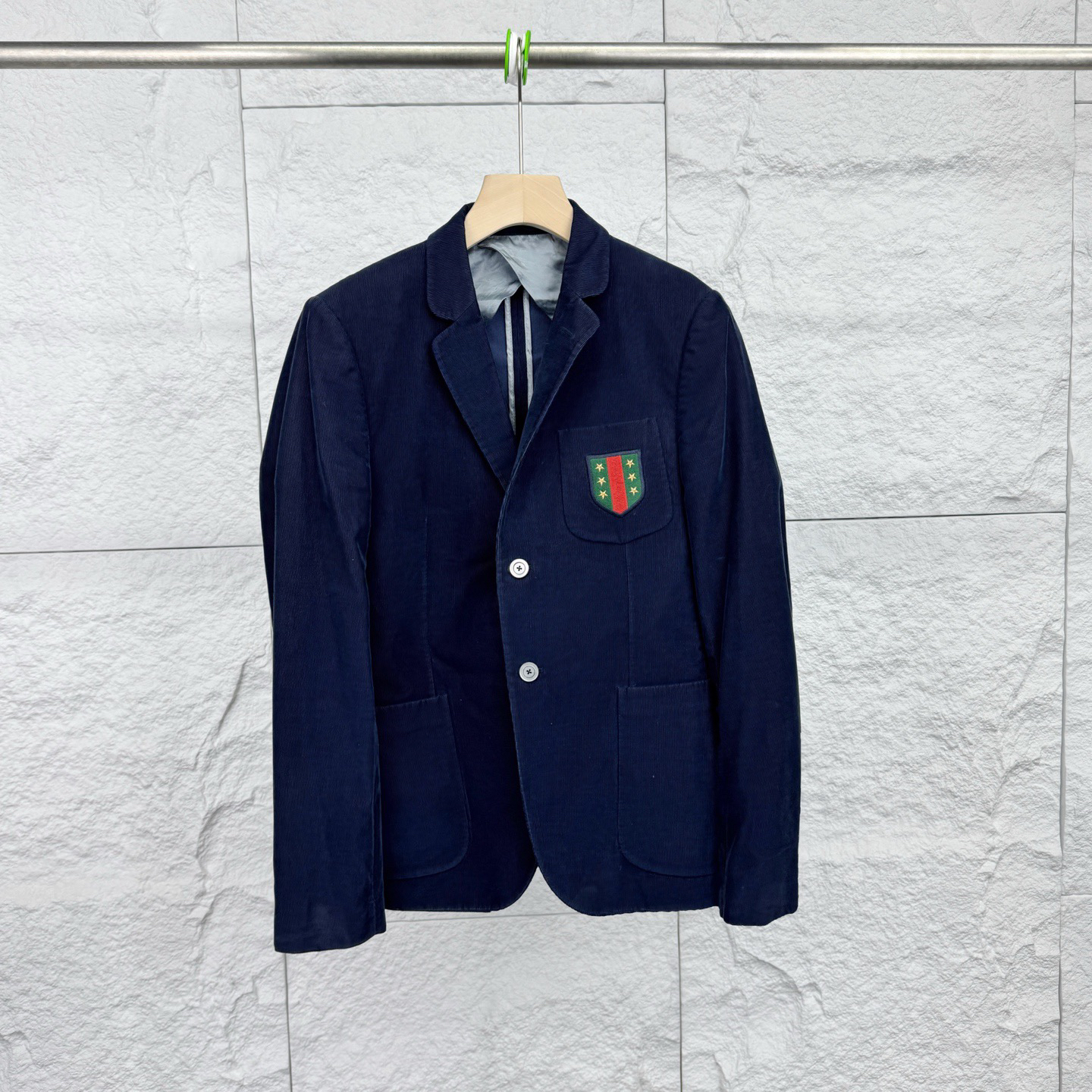 99新 GUCCI/古驰 46码/灯芯绒logo徽标翻领西服/18051835