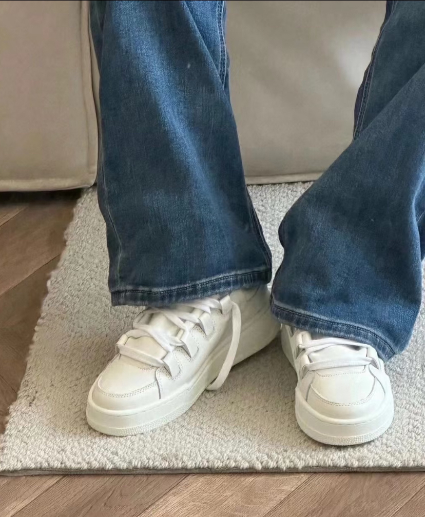 M系带经典百搭小白鞋甜美韩版厚底白鞋ins日系时尚