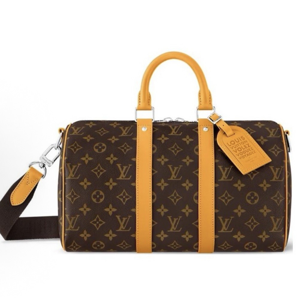 99新 LouisVuitton/路易威登 keepall35橙色配皮斜挎包 G212