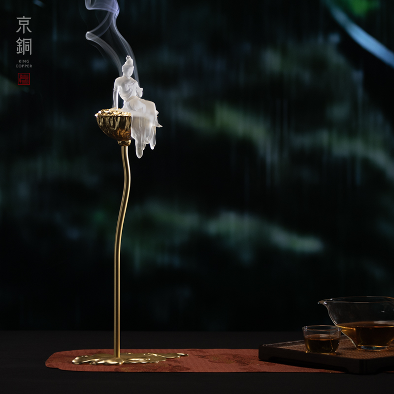 京铜自在/水月/禅悦/一叶香器香炉禅意非遗琉璃真金鎏镀铜摆件