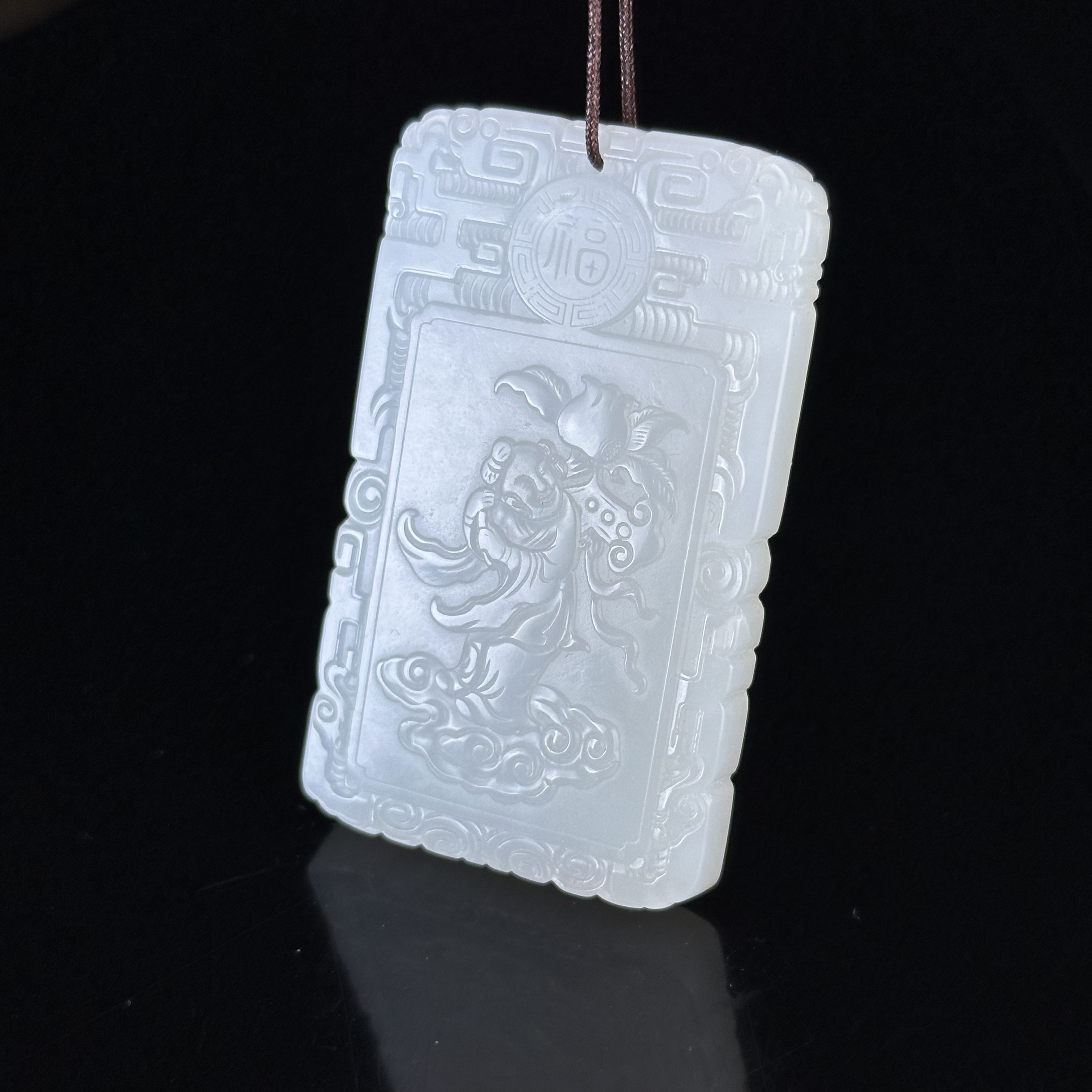 清和田玉童子献寿牌佩 ZR200115008*【上海兰馨】