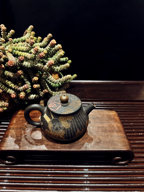 纯手工建水紫陶 陈七铭达摩自在重工茶壶