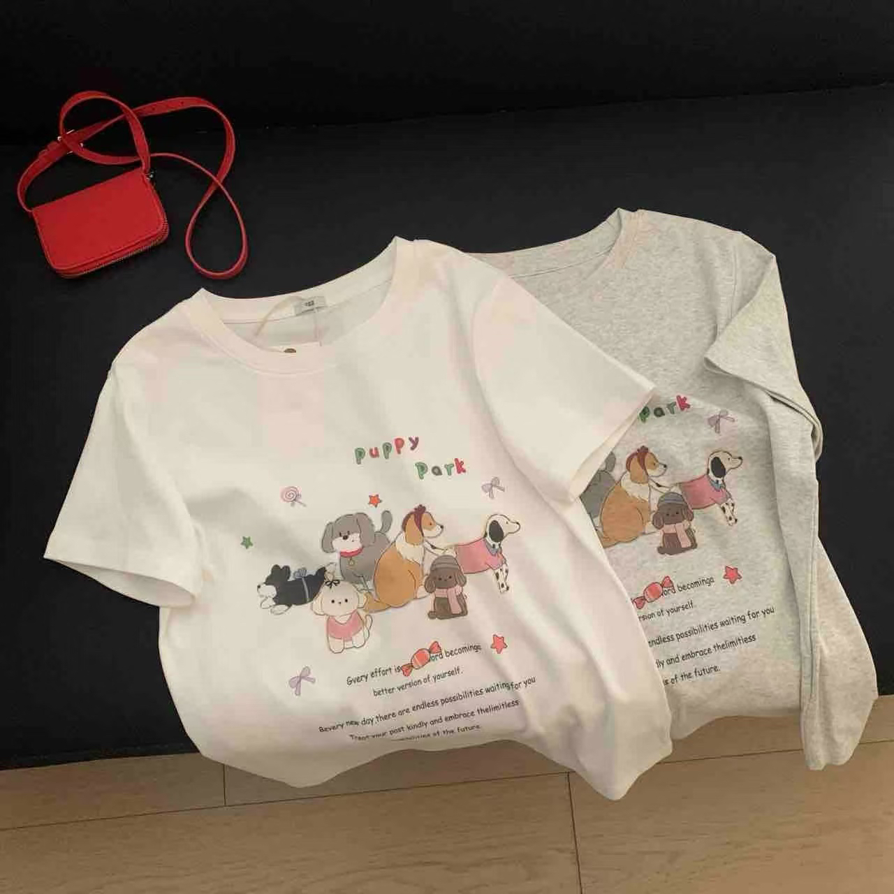 egg 狗狗全家 无感印花短袖