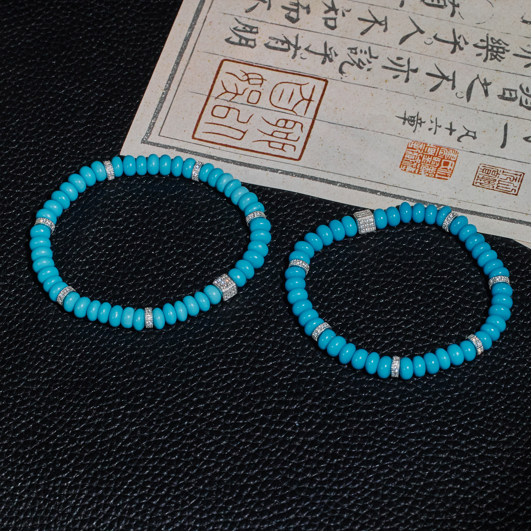 绿松石手串未镶嵌多样性发 卡6@@N6744