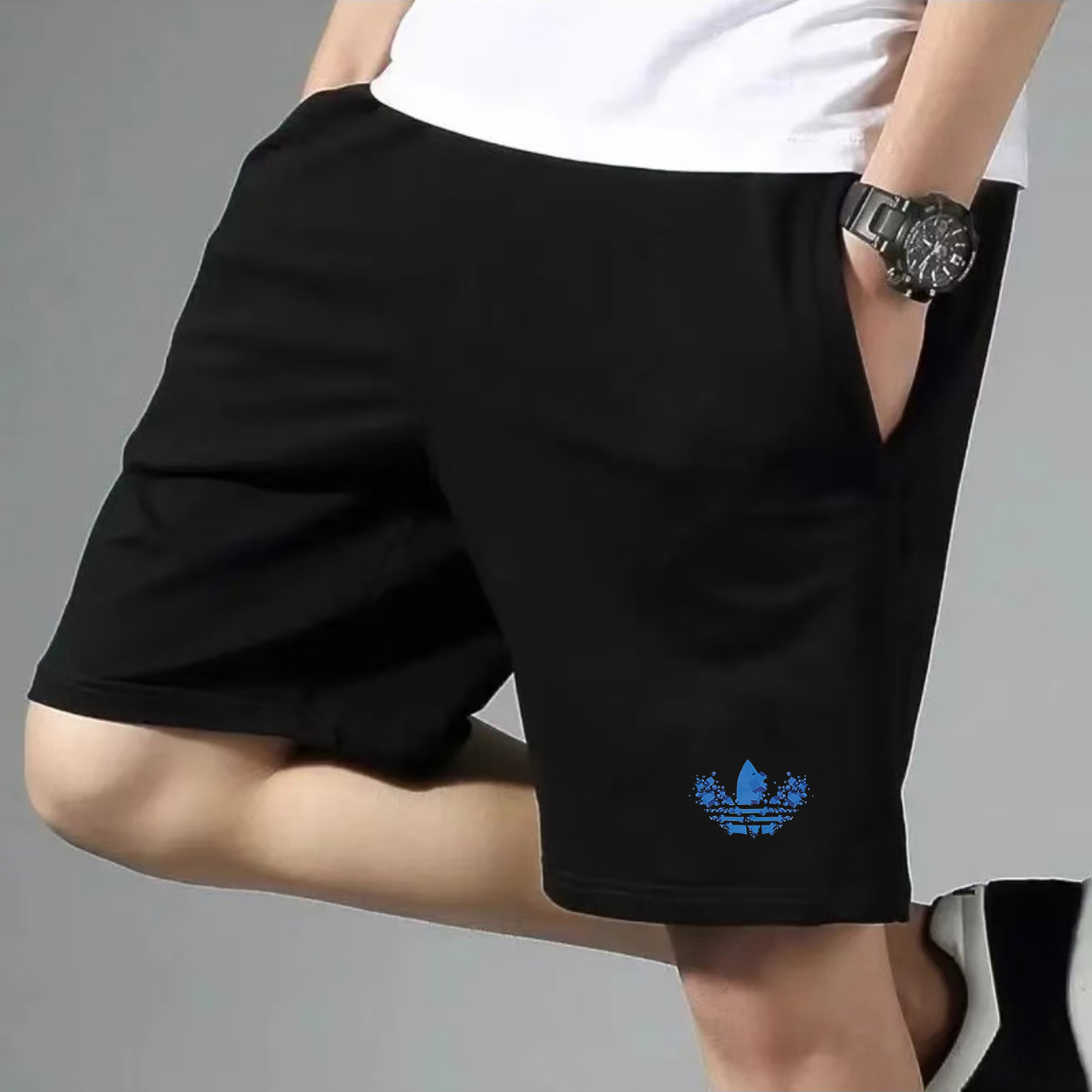 K【一折粉丝福利】夏季男女同款百搭时尚潮牌休闲短裤小蓝叶