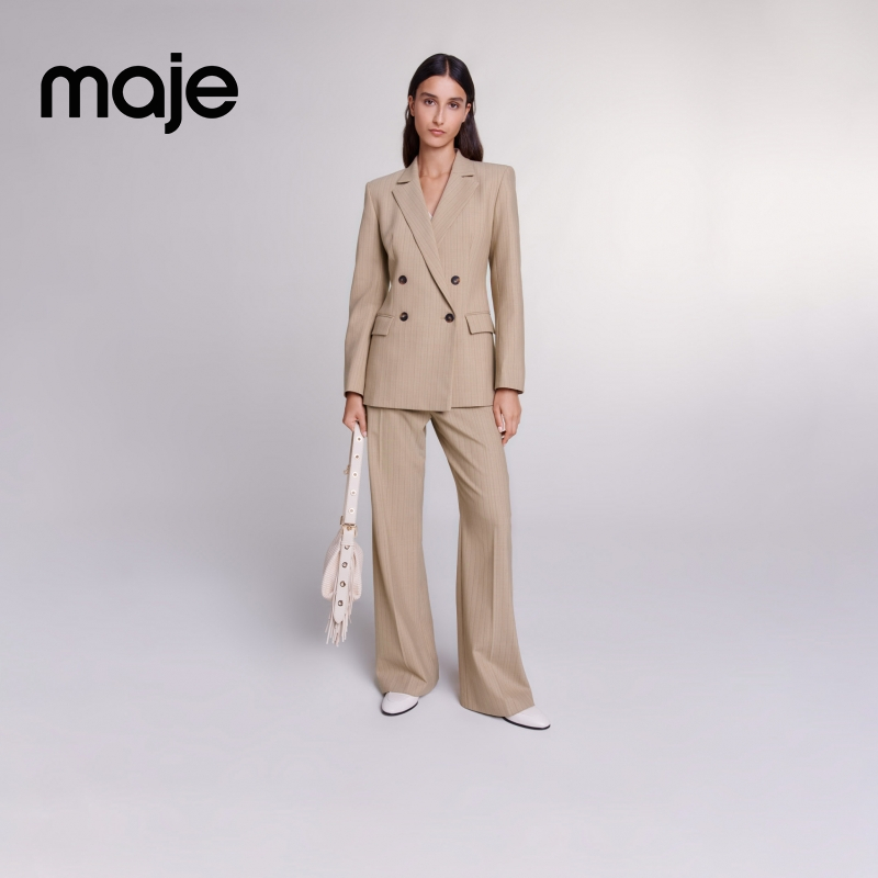 暖系穿搭|Maje秋冬新款气质通勤羊毛混纺西装西服外套MFPVE00546