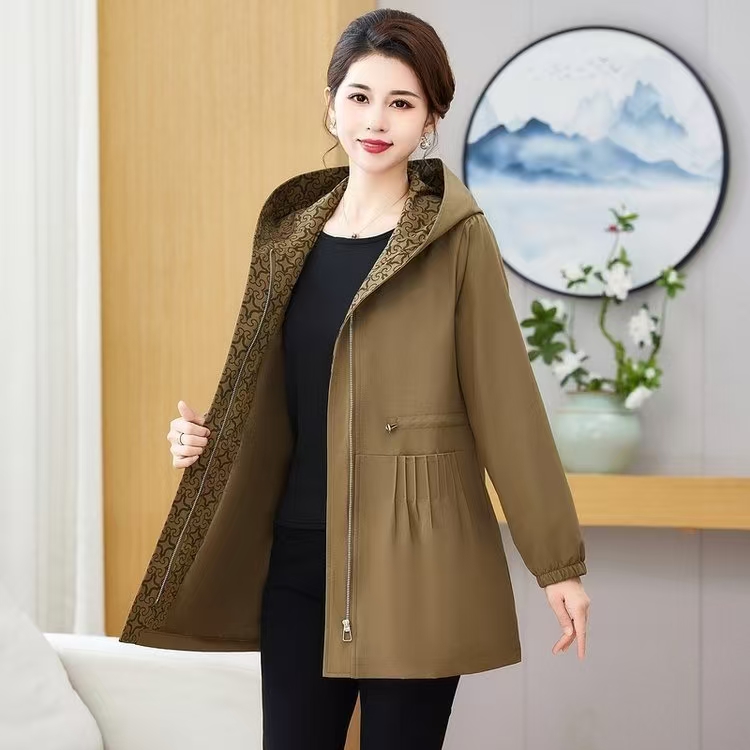 #388中年春秋装外套女洋气上衣服春秋新款中年风衣休闲夹克