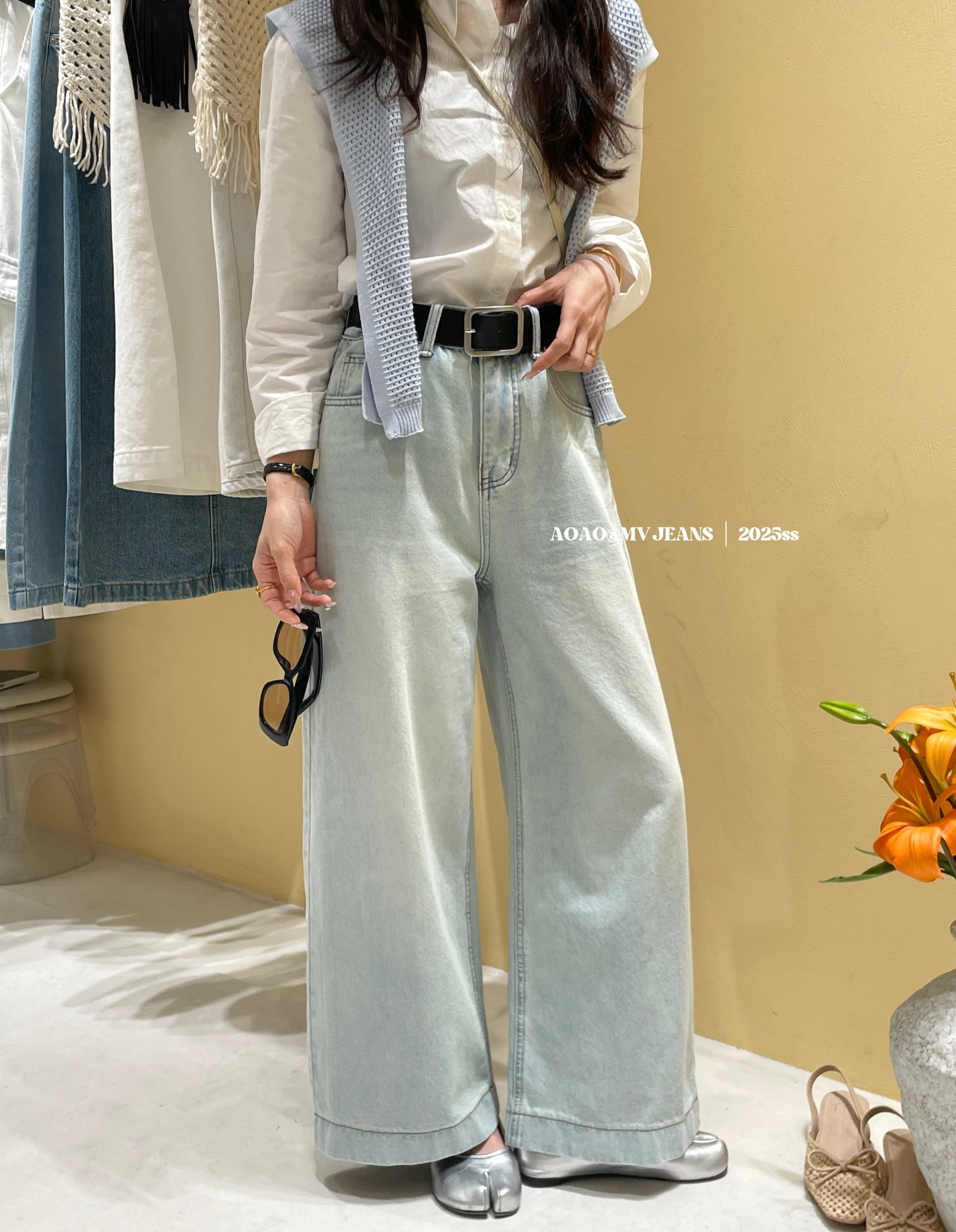 Y L家腰带浅蓝色牛仔裤