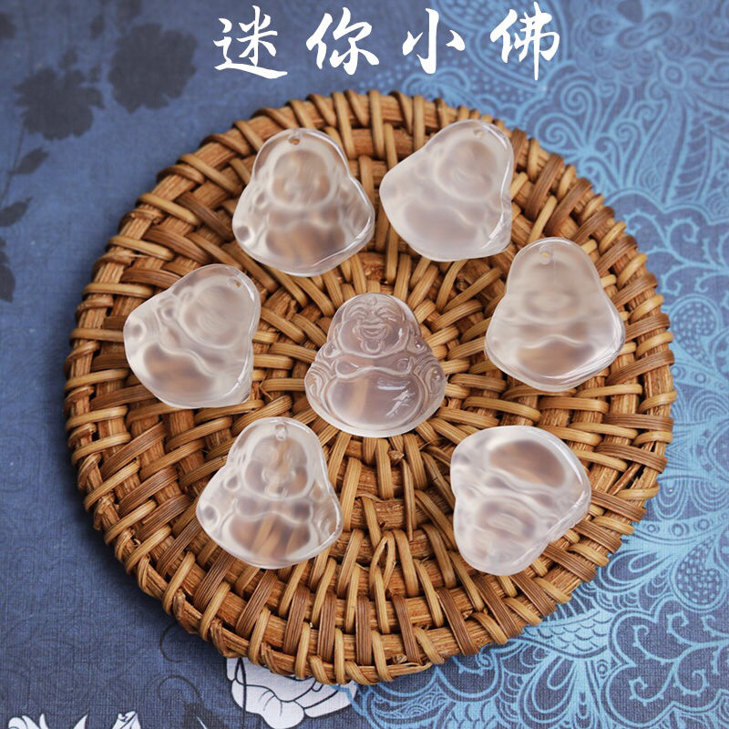 冰透天然玛瑙玉髓佛公吊坠/多样性发货