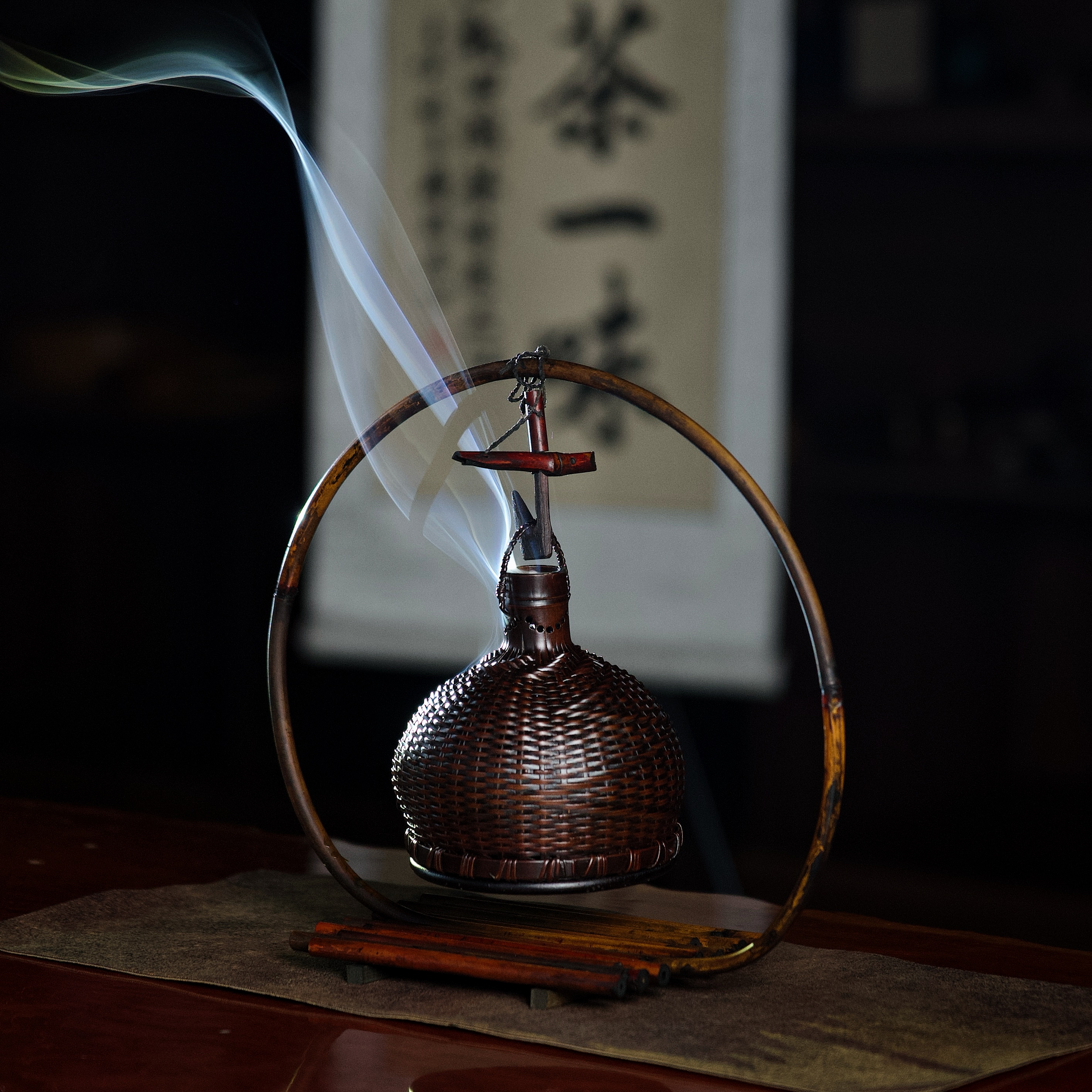 【圆月香炉】竹编香炉香道用具竹编仿古熏香炉手工编织竹制精编耐用