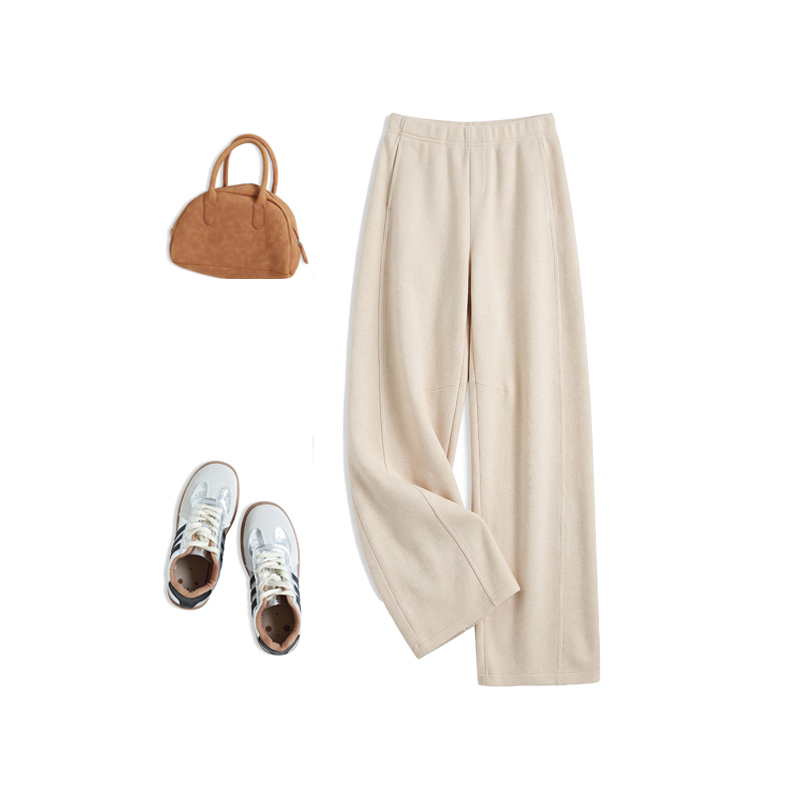 云绒织暖·羊毛蚕丝弯刀直筒裤 加绒加厚 软糯亲肤 Y7109