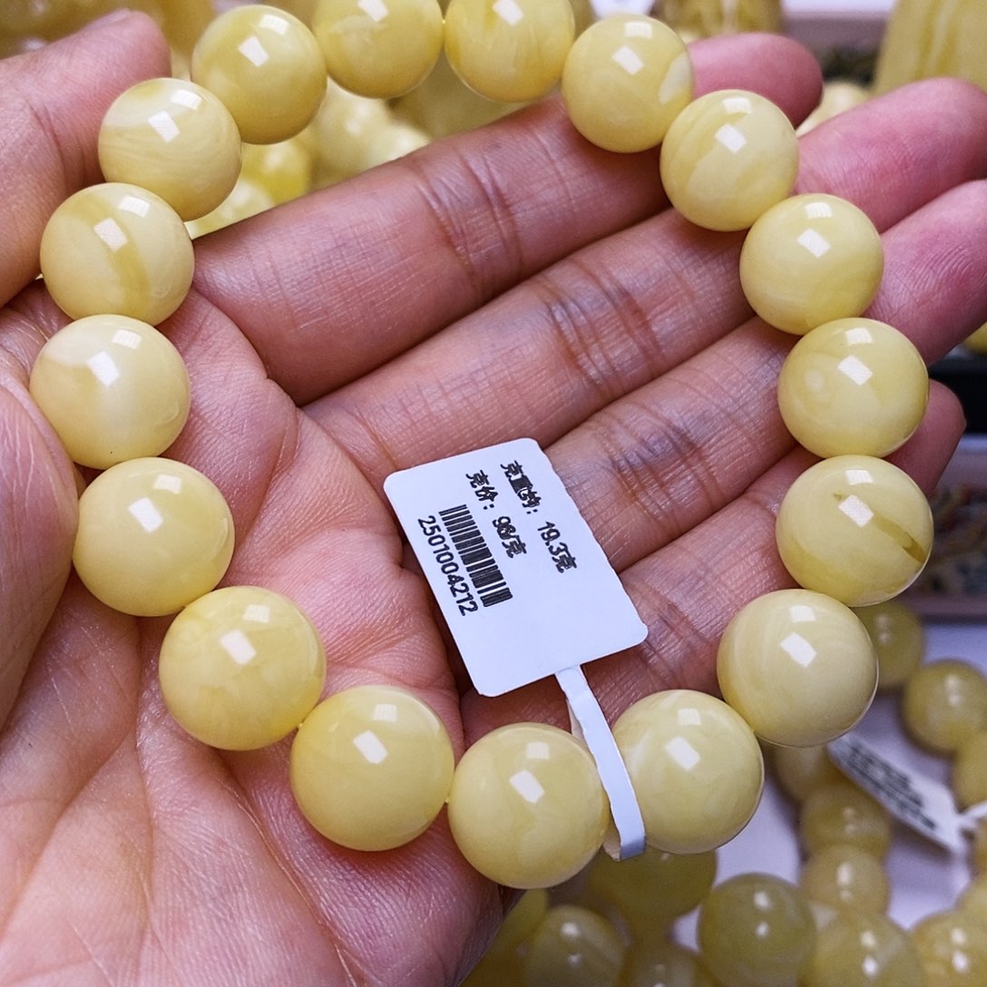蜜蜡未镶嵌手串12圆珠手串