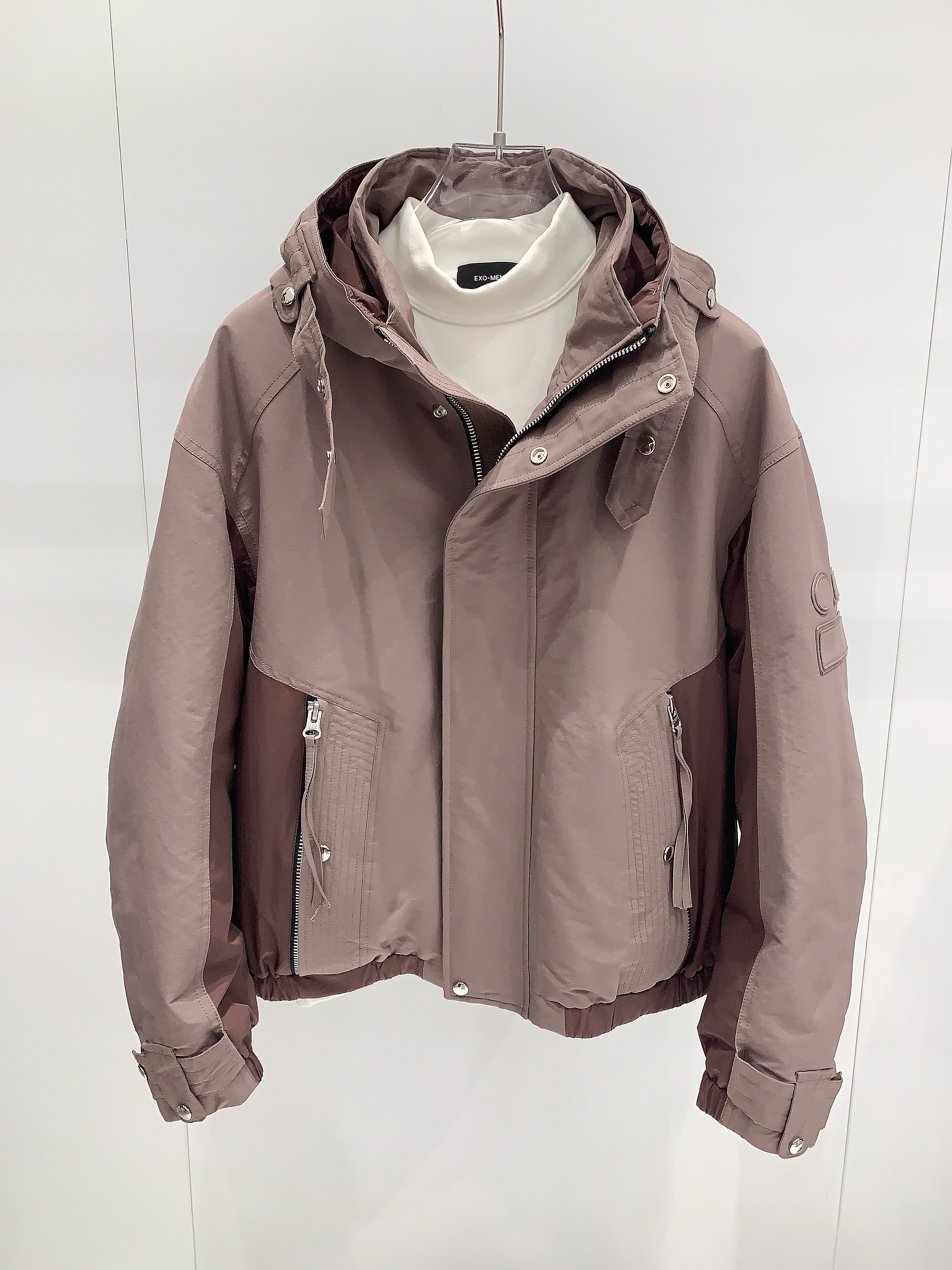 【HZ 男装】冬季羽绒服外套拼色重磅工装连帽羽绒时尚潮流百搭款