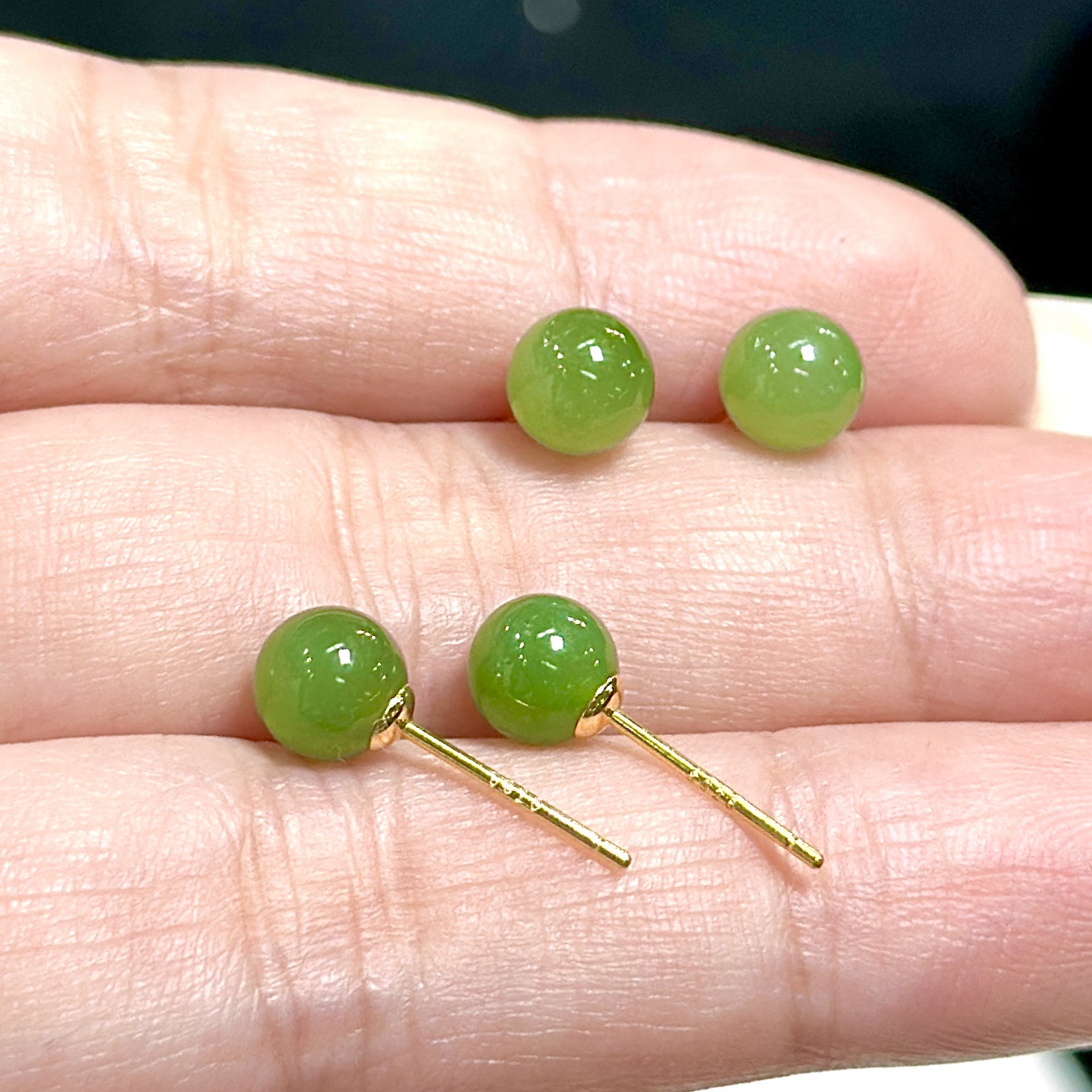 【CH】和田玉碧玉耳钉（多样性发其一）