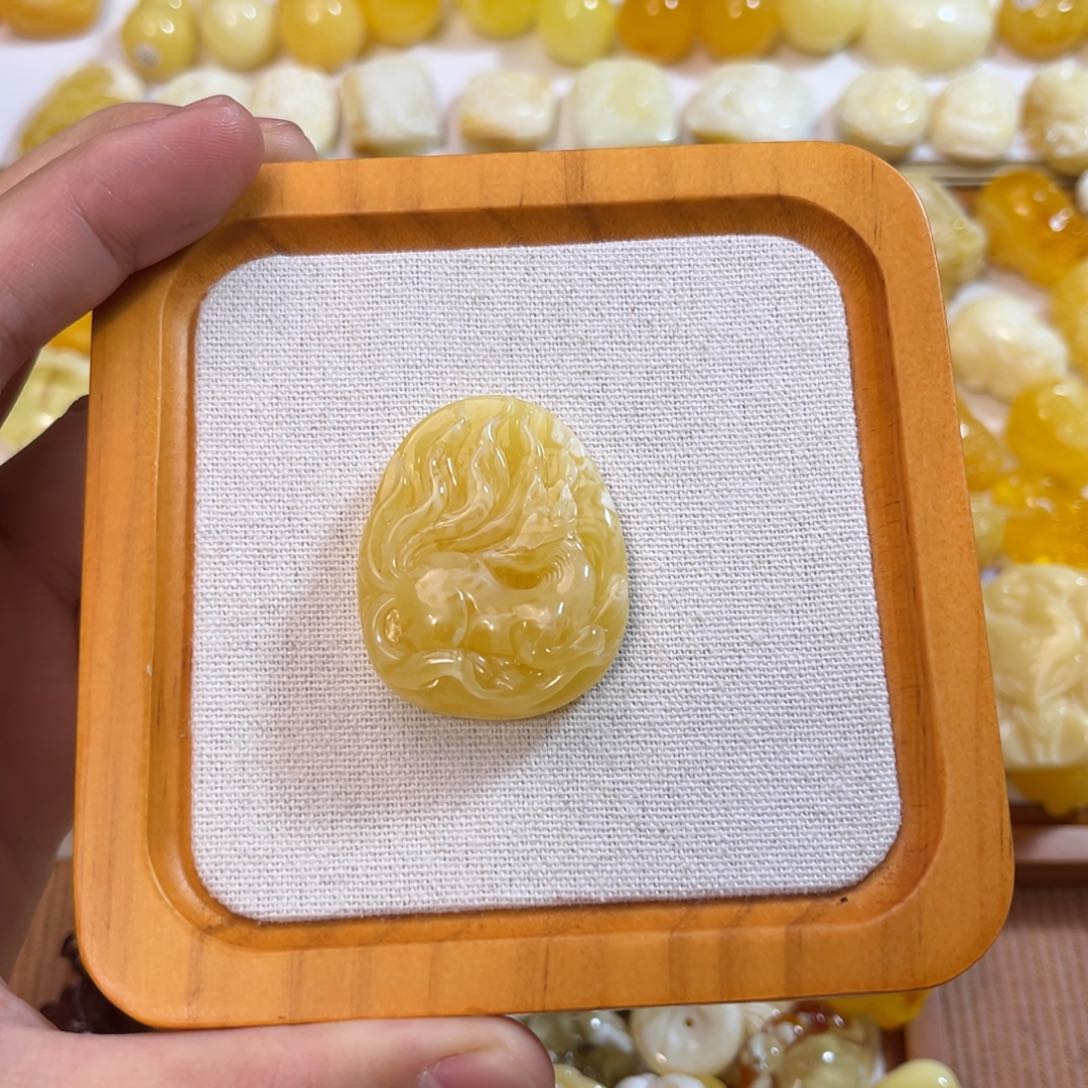 琥珀耳饰未镶嵌蜜蜡小凤九