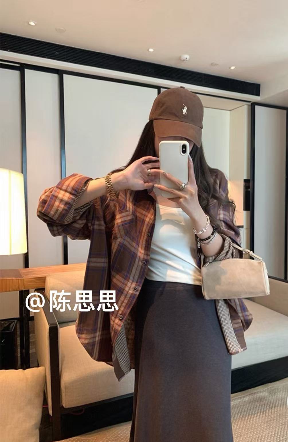 【双面格】陈思思高级感美式外套宽松慵懒薄款防晒衬衣夏季