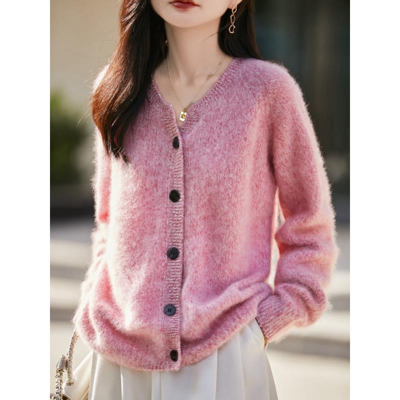 【羊绒拉绒】加厚花纱洋气百搭拉毛开衫ZM282