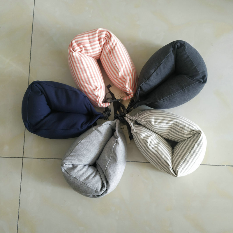 灵动得乐日式风格条纹图案可伸缩折叠成人护颈U型旅行飞机用95%以