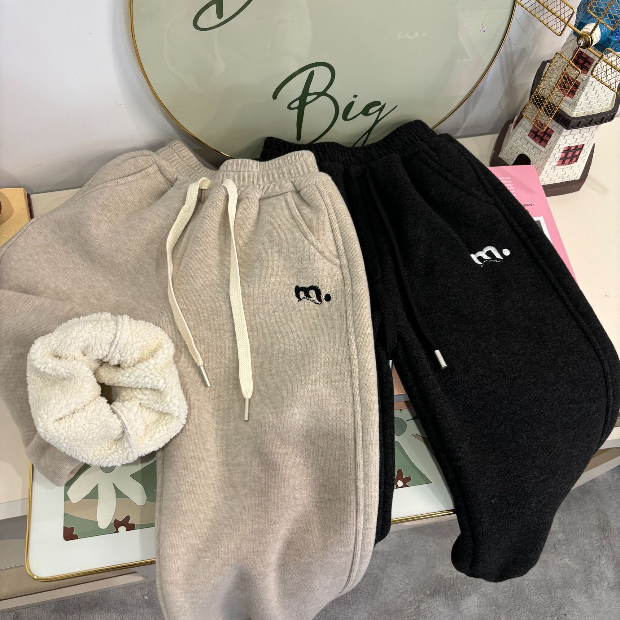 【糯米裤】儿童加厚一体绒休闲裤2024冬季新款软糯保暖中小童卫裤潮