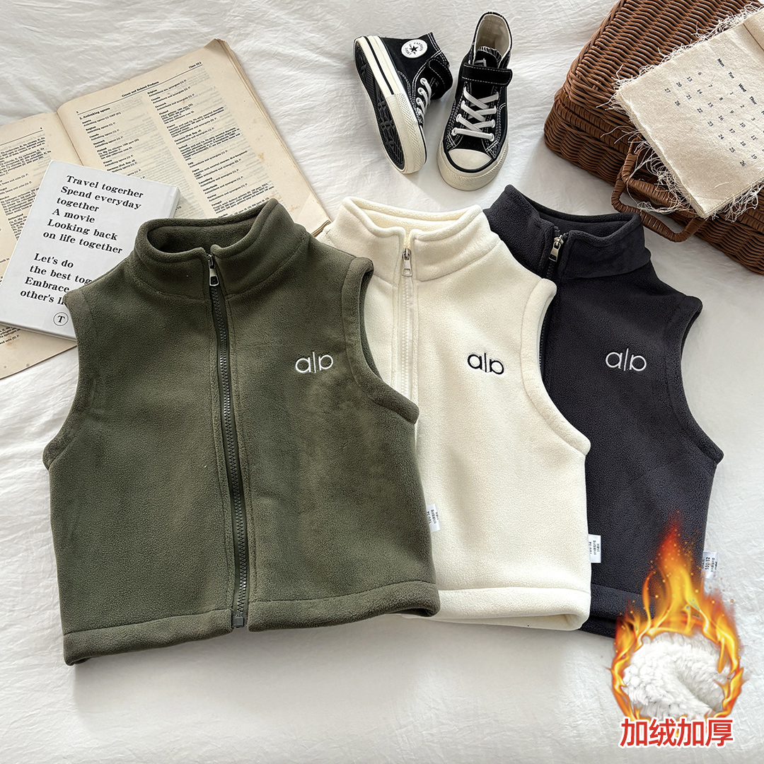 【亲子马甲1】儿童冬季加绒加厚马甲内胆保暖洋气刺绣中大童7625